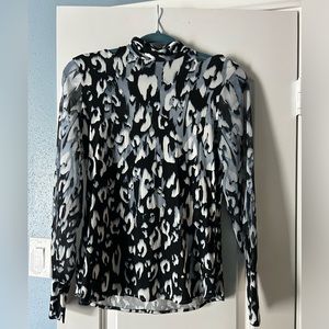Karen Millen long sleeve black/gray-blue/white shirt.